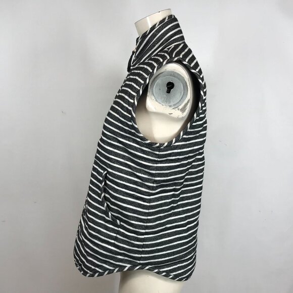 MUD PIE ~ WOMENS SMALL ~ BLACK WHITE STRIPED FULL ZIP VEST - Picture 4 of 7